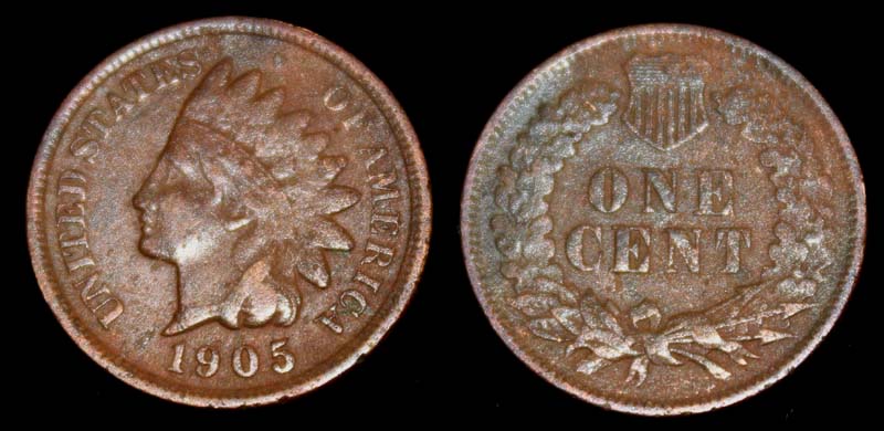 US Indian Head Penny 1905